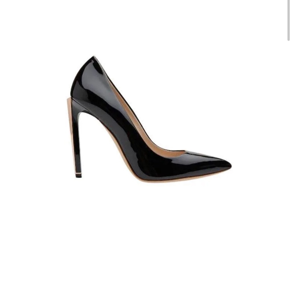 Ralph & Russo Empire Patent and Rose gold pumps 38.5